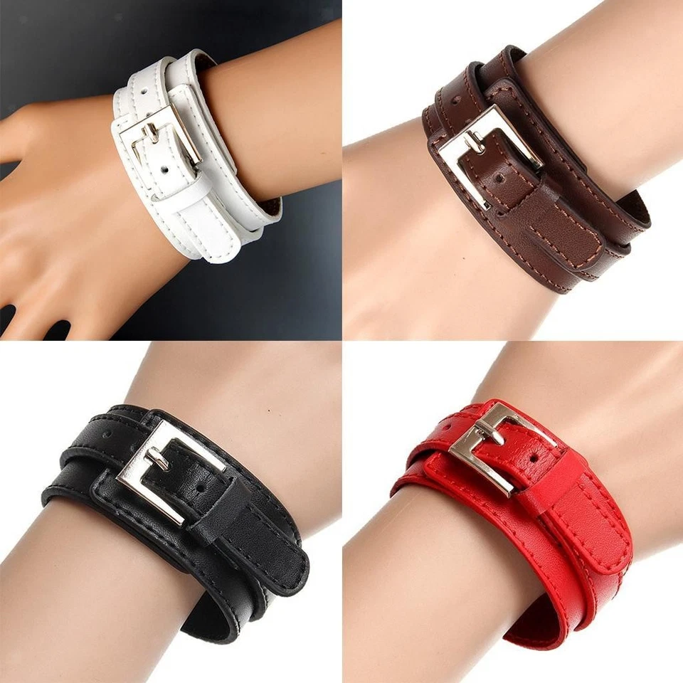 Bracelet Large En Cuir De Vache à La Mode, Manchette, Bijoux Pour Femmes - Photo 1/1