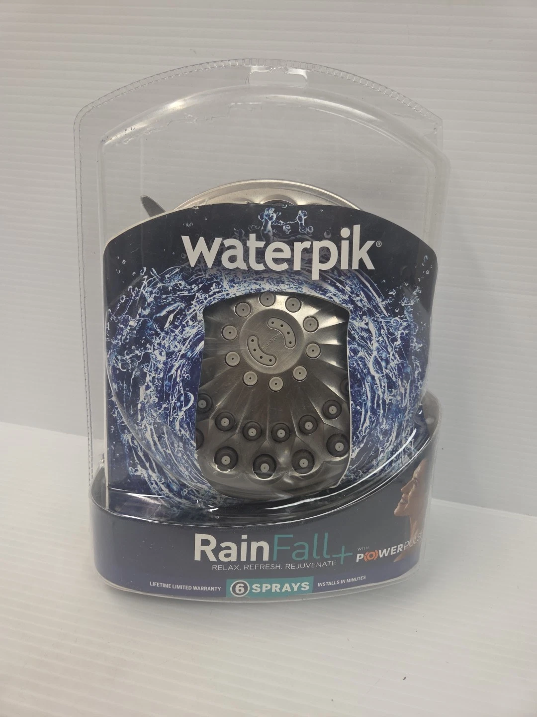 Waterpik 7" Drencher Wall Mount Fixed Adjustable Shower Head 6-Spray Brushed