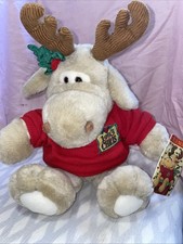 Chris Moose Vintage Christmas Plush 1993 Red Sweater 16" Commonwealth Toy w Tag
