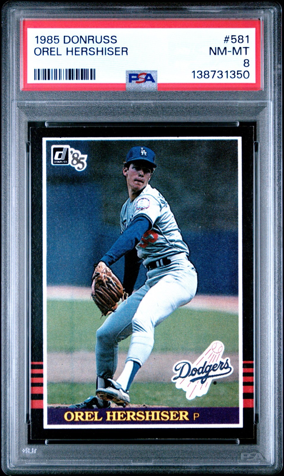 1985 Donruss #581 Orel Hershiser Rookie PSA 8 NMMT! Well Centered and Sharp!