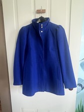 Banana Republic Retro Mod Minimal Mid Length Electric Blue Wool Blend Peacoat XS