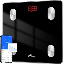 Bluetooth Body Fat Scale Smart Bathroom Scales 180kg BMI Muscle Glass Black