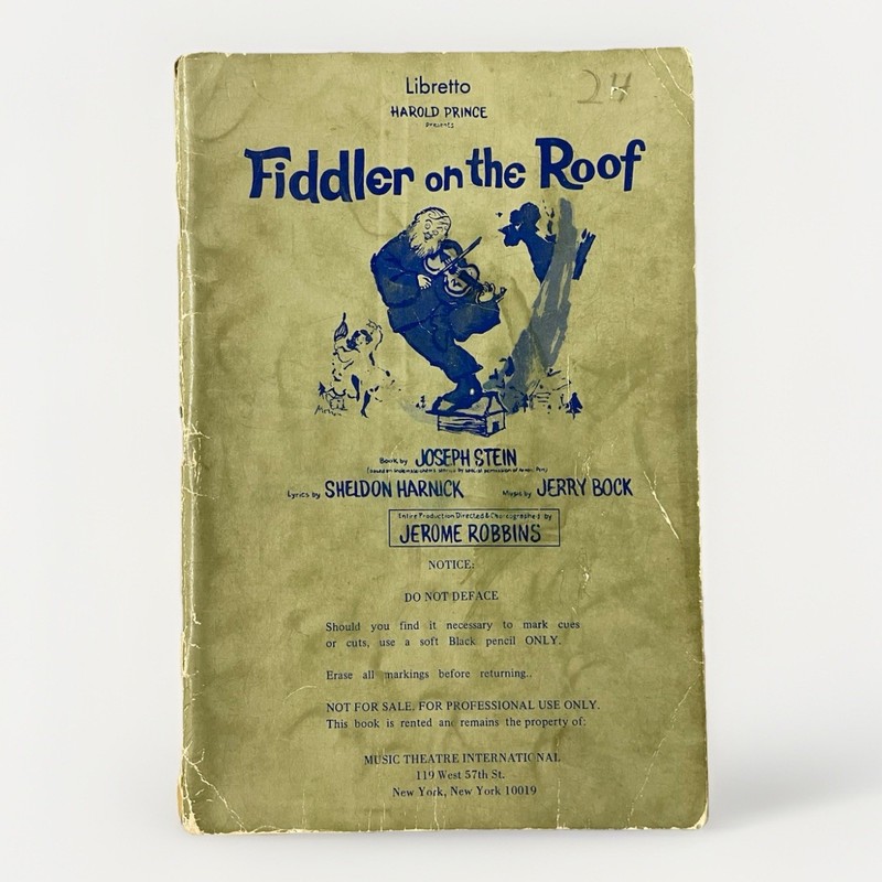 Fiddler On The Roof Vintage Screen Play Booklet Original W/ Actors Notes 1964