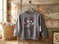 Disney Mickey Minnie Mouse Classic Grey Long Sleeve Sweatshirt Toddler 7/8
