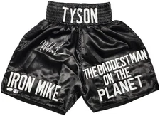 Mike Tyson Autographed Signed Black Boxing Trunks Iron Mike JSA