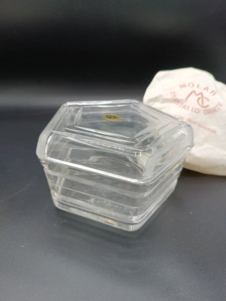 Scatola In Cristallo Con Coperchio Cristalleria Molar MC Colle Val d'Elsa 14x7cm - Immagine 3 di 4