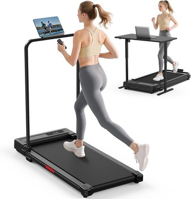 Walking Pad Treadmill for Home - Folding Treadmills with Handle Medium, Black 