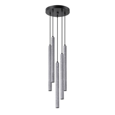 Graue runde Betonrohr-Pendelleuchte, fünfflammig, PASTELO 5xG9 8W SL.1275 Sollux