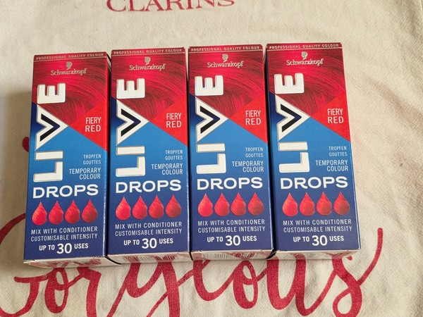 4 x SCHWARZKOPF LIVE FIERY RED COLOR GOTAS TINTE SEMI PERMANENTE PARA EL CABELLO 30 ml VERANO