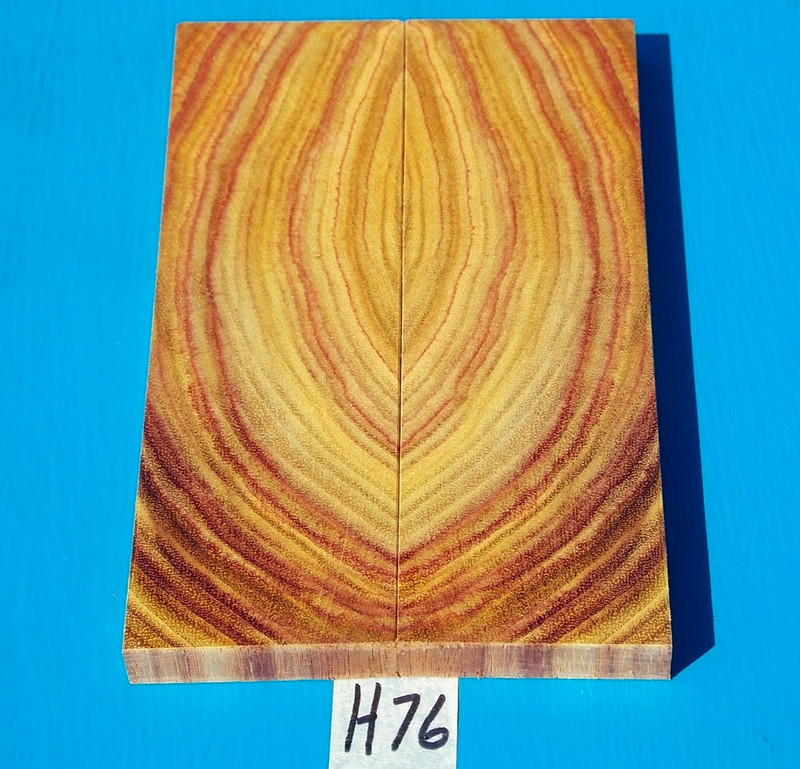 1 PAIR CROSS CUT CANARY WOOD KNIFE SCALES~3/8" X 1-1/2" X 5"~EXOTIC WOOD~LUMBER