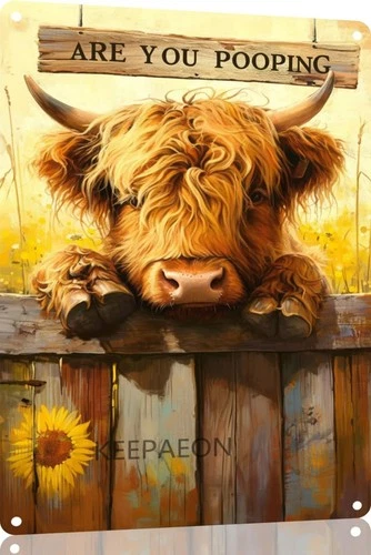Are You Pooping Highland Cow Vintage Tin Metal Signs Home Décor Wall Art Poster