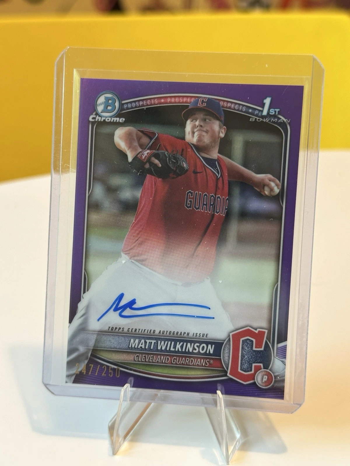 2025  Bowman Chrome Matt Wilkinson 1st Auto Purple Refractor /250 Guardians RC