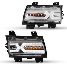 White DRL Amber Sequential Turn Signal Jeep Wrangler JL 18-24 Gladiator JT 20-24