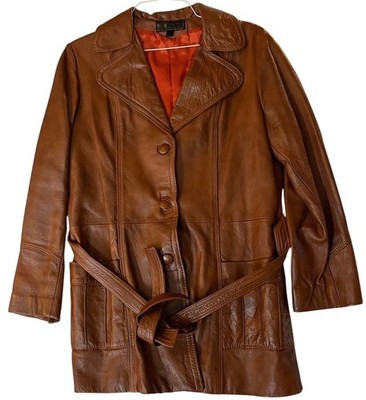 Roberto's Fine Soft Brown Leather Vintage Jacket W/100% Taffeta Lining - Medium
