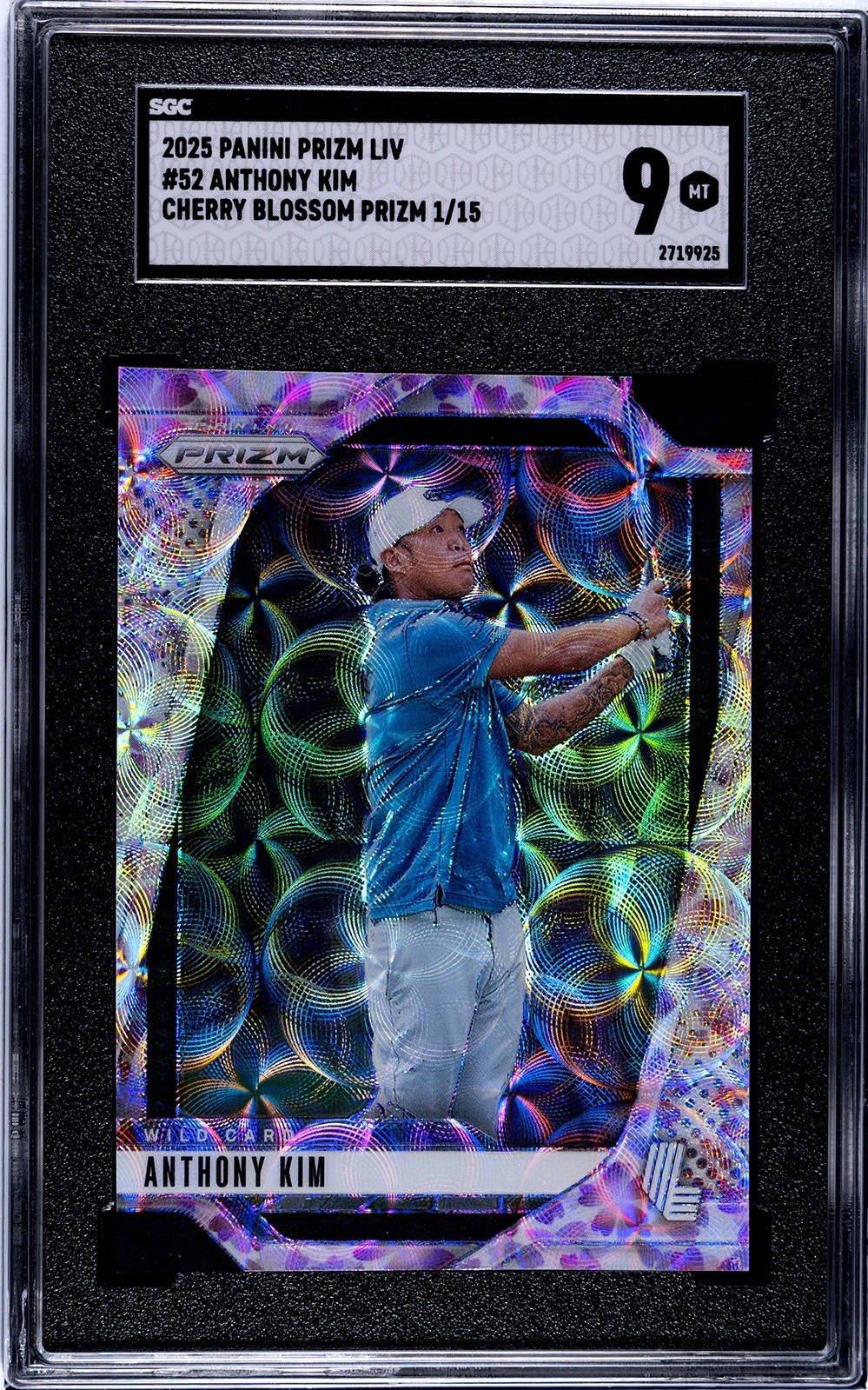 2025 Panini Prizm Liv Golf Anthony Kim #52 Cherry Blossom Prizm 1/15, SGC 9 Mint