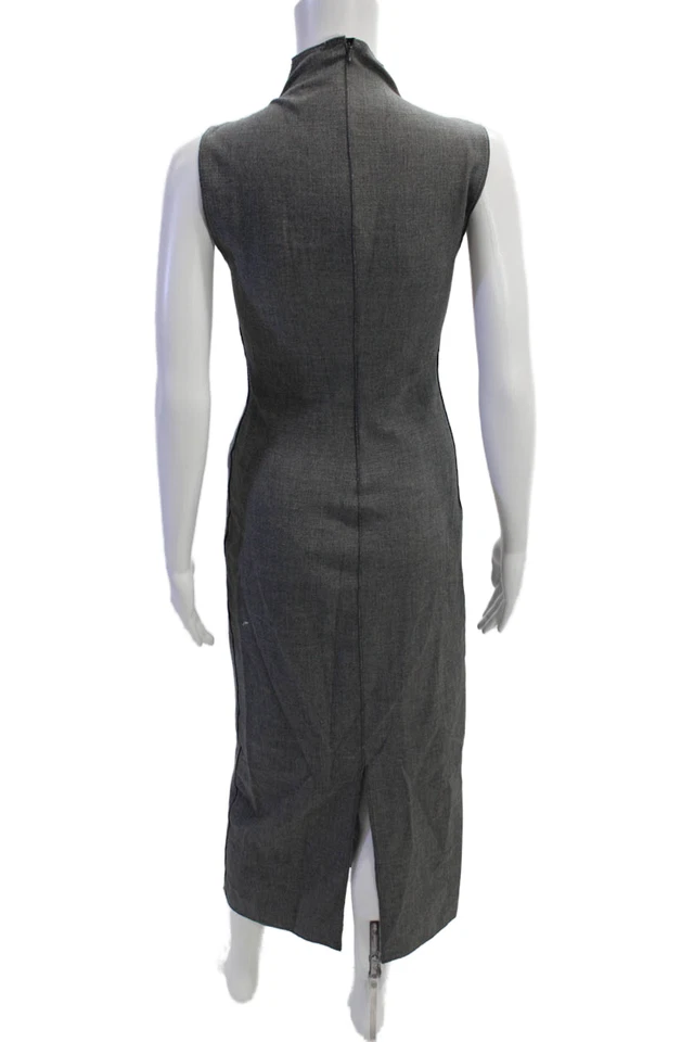 Zara Women Dark Gray Sheath Dress Mock Neck Sleeveless Long Zip Size M - Image 3 of 4