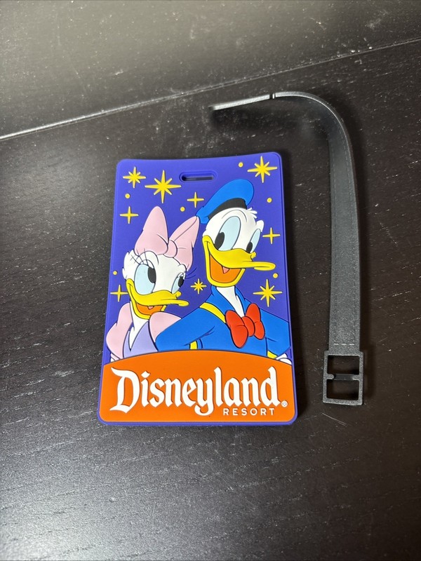 Disneyland Walt Disney's Donald & Daisy Duck Official Vinyl Luggage Tag 