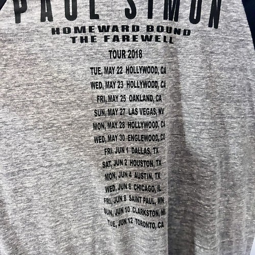 Camisa Paul Simon Tour Homeward Bound Farewell Tour 2018 Lg Negro Gris 3/4 EE. UU. - Imagen 5 de 7