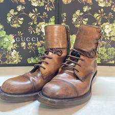 GUCCI Boots Shoes EU 41.5 US 8 pelle marrone autentico