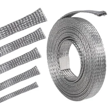 Tinned Copper Braid Metal Cable Shielding Sleeve Ground Straps Interference Wire