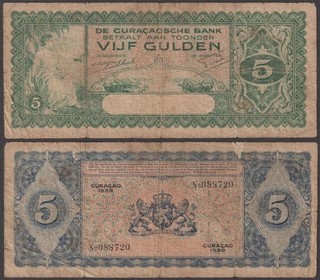 Curacao 5 Gulden 1939 VG P 22