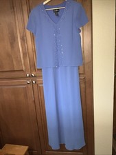 Royal Blue Positive Attitude Dress Size 12 Embellished Long Dress Elegant