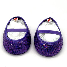 Build A Bear Purple Sequin Mary Janes Shoes Teddy Girl Footwear Flats Fancy Pair