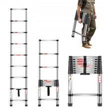 NEW Telescoping Ladder,8.5ft Stainless Steel Lightweight Extension Ladder,Multi-