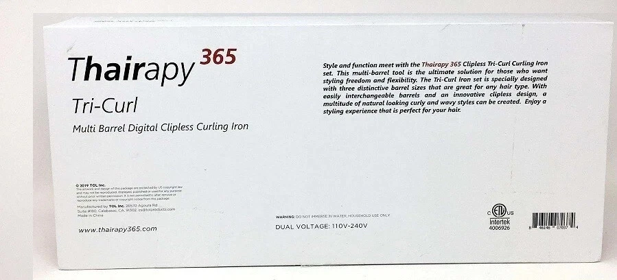 Thairapy 365 Tri-Curl Digital Clipless Curling Iron 3 Barrel Ceramic Hair Styler - Image 4 of 4