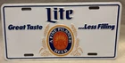 1980s Vintage Miller Lite Beer License Plate Embossed Metal Beer License Plate