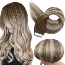 Full Shine Tape in Hair Extensions Human Hair 18 Inch Seamless Human Hair Ext...