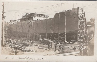 Shipyard Scaffolding Portsmouth NH 1918 Randall RPPC Photo Postcard