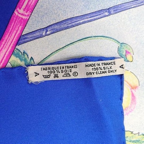 HERMES Carré 90 GIVERNY Scarf Shawl Blue Pink Purple Multicolor Silk Rare No Bo - Picture 10 of 10