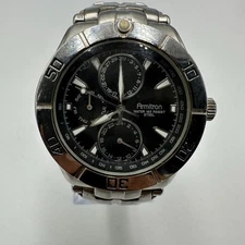 Armitron Watch Men Silver Tone Black Dial Multifunction Day Date New Battery