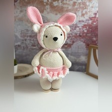 Handcrafted Bonnie the Baby teddy Handmade Amigurumi Crochet Pink Doll