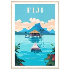Printable Wall Art Fiji Retro Travel Poster Instant Decor New Home Gift