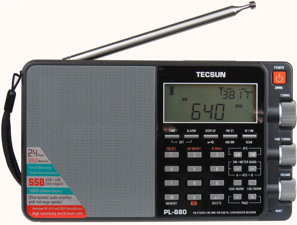 Tecsun PL880 PLL Dual Conversion AM FM Shortwave Single Side Band Radio Receiver - Image 3 of 4