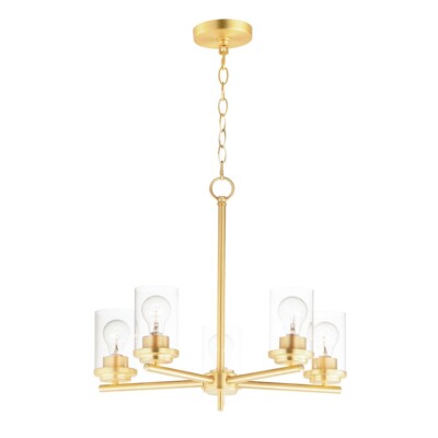 Maxim Lighting Corona 5 Light Single-Tier Chandelier, Satin Brass - 10205CLSBR