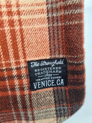The Stronghold Shirt Size Large Orange Brown Check Overshirt Jacket Flannel - Picture 7 of 12