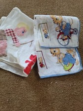 Vintage Children's Handmade Handkercheifs Lot Of Two Quilted Boy Dog
