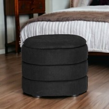 Soft Velvet Round or Oval Ottoman Storage Pouffe Footstool Dressing Vanity Chair
