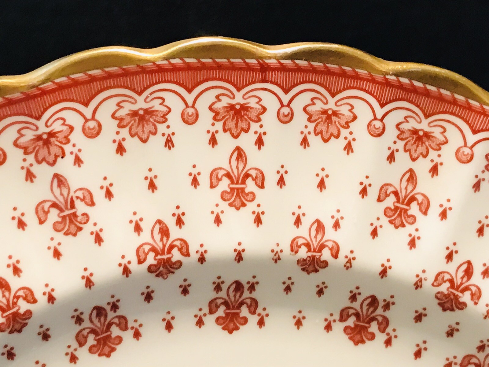 Spode Fleur De Lys Red 2 Salad Plates Y7481 Bone China Gold Trim Great ...