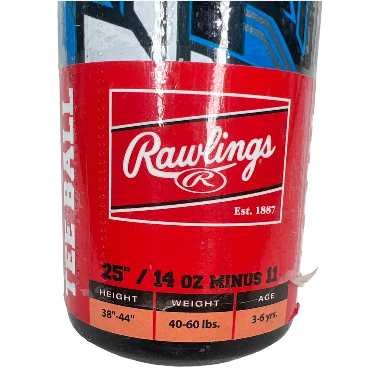 Batte Rawlings MACH 25" T-Ball - Alliage, 14 Oz, USA Baseball, Pour Enfants