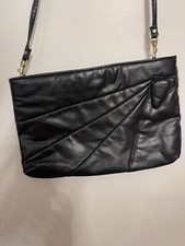 Black 80  s Vintage Clutch Purse Handbag Convertible With Shoulder Strap