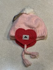 Kids Turtle Fur Hat Ages 3-6 Girls Pink Heart Beanie Winter Ski Hat NWT