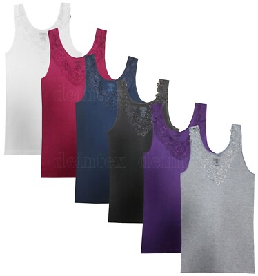 Damen Unterhemd Baumwolle Vollachselhemd mit extra breiter Spitze Gr.36-58 S-3XL