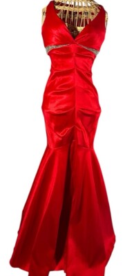 fitted lace wedding dress Xscape Evenings Halter Neck Ruffle Dress 6371X main image 1