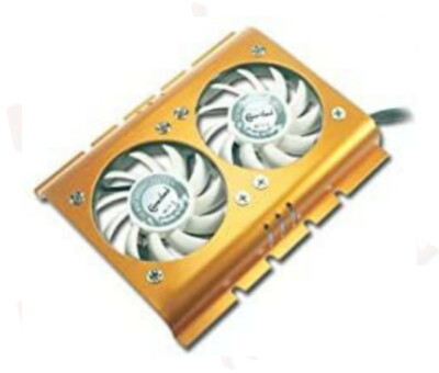 Ruilogod 3.5 Hard Disk Drive HDD doppia ventola di raffreddamento del dispositivo di raffreddamento tono oro per PC desktop