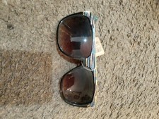 NEW Deadstock VINTAGE 1980 s Ladies Sunchaser Sunglasses Big Wide Stripe blue