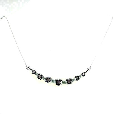 Silber Halskette Amethyst Topas echte natürliche abgebaute Edelsteine massiv Sterling 19 Zoll